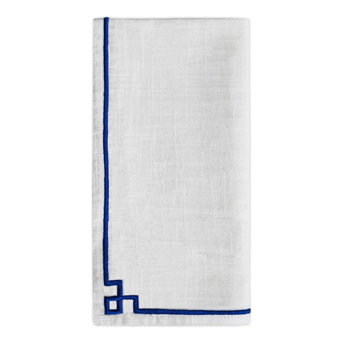 Vibhsa cotton table napkins set of 4 in white with blue embroidery border 20x20 on Tampa Home & Garden Store
