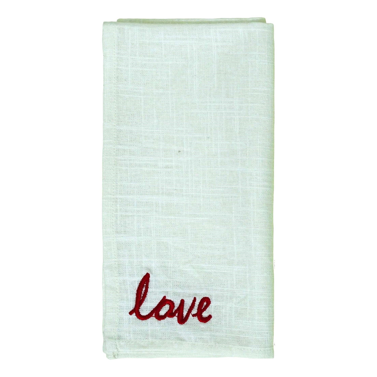Vibhsa cotton table napkins set of 4 with red embroidery on white 20x20 on Tampa Home & Garden Store
