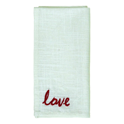 Vibhsa cotton table napkins set of 4 with red embroidery on white 20x20 on Tampa Home & Garden Store