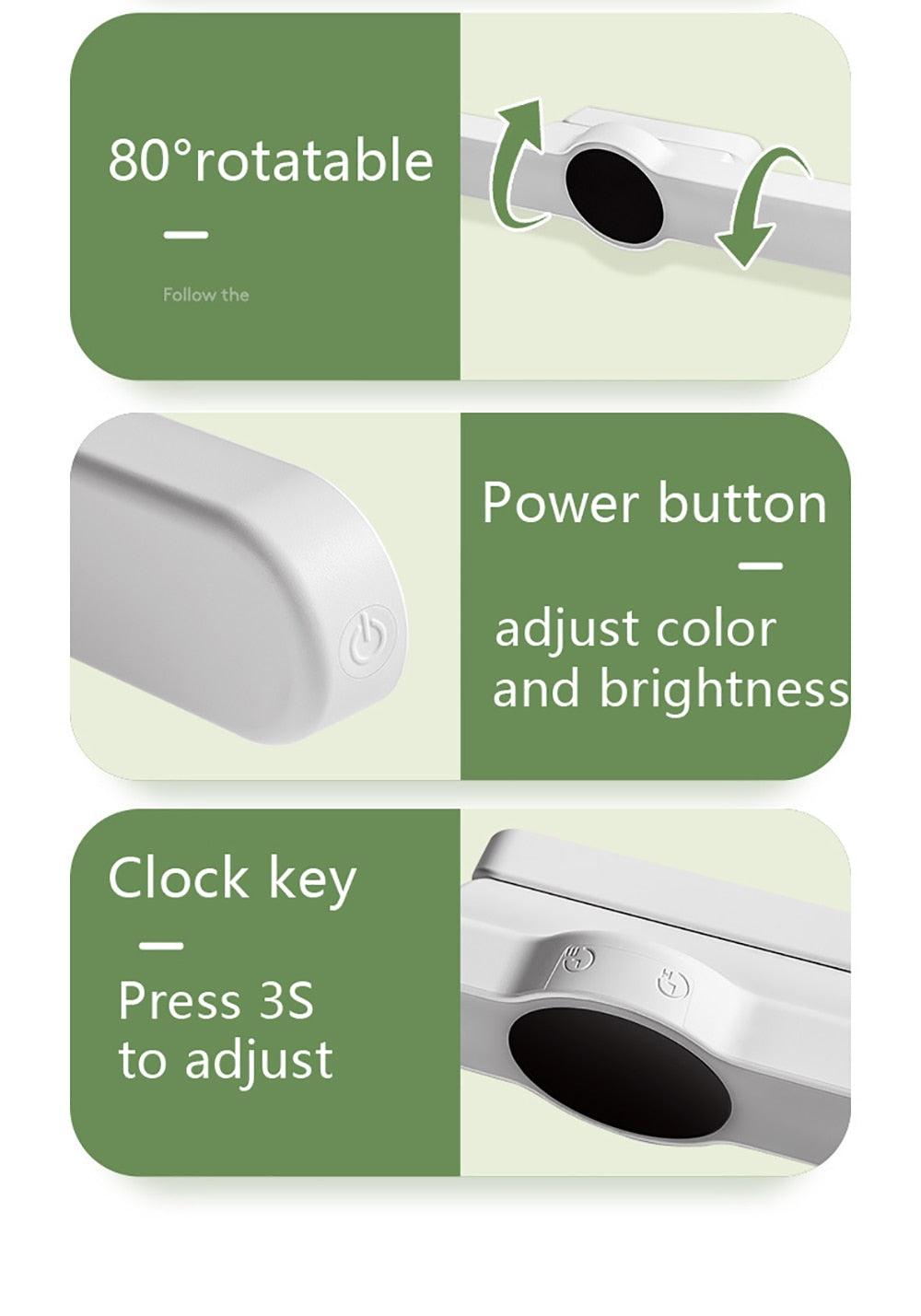 Stevvex white desk lamp USB LED, rechargeable, 80° rotatable, color/brightness adjust on Tampa Home & Garden Store