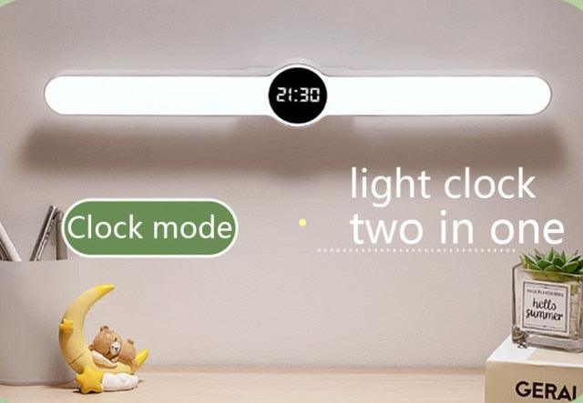 Stevvex desk lamp with built-in clock, white LED bar, USB powered on Tampa Home & Garden Store