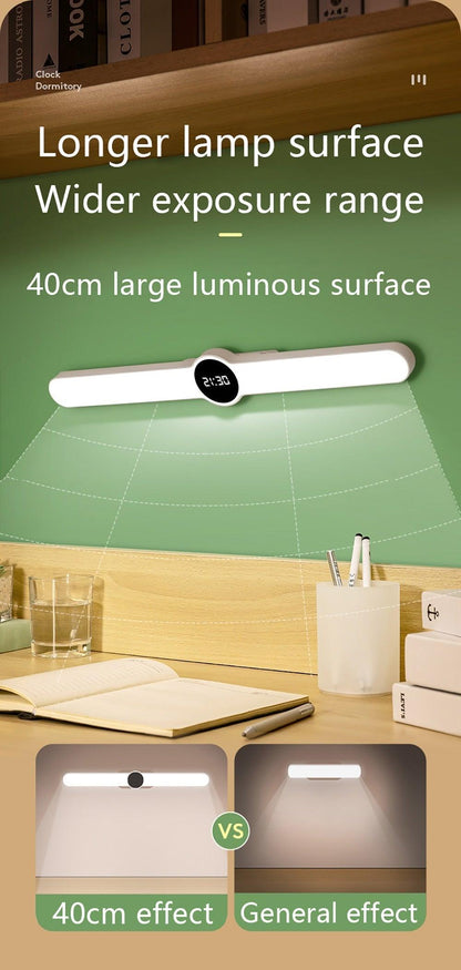 Table lamp with digital clock, USB rechargeable white LED bar, 40cm luminous surface by Stevvex on Tampa Home & Garden Store