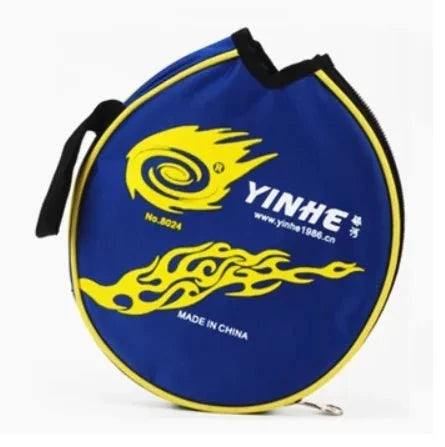 Table Tennis Racket Bag - padded training case, blue with yellow flame graphics and Yinhe logo on Tampa Home & Garden Store