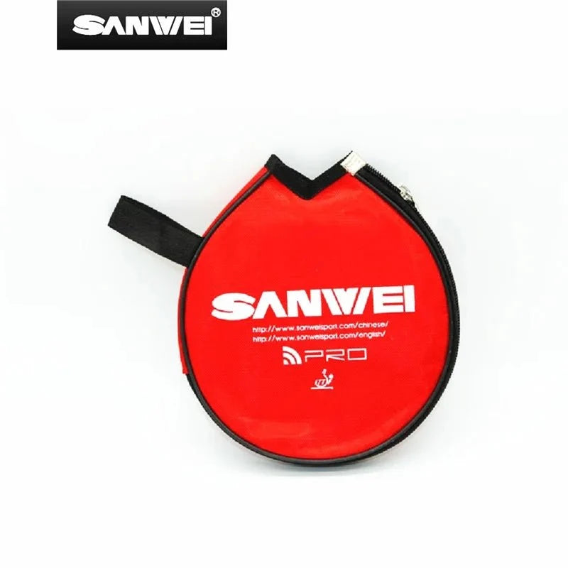 Table tennis racket bag red padded case with SANWEI logo, black zipper and strap on Tampa Home & Garden Store