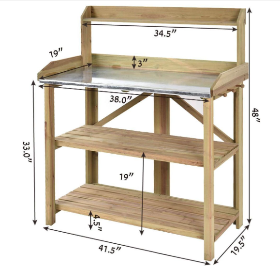 Banco de trabajo de madera para jardinería