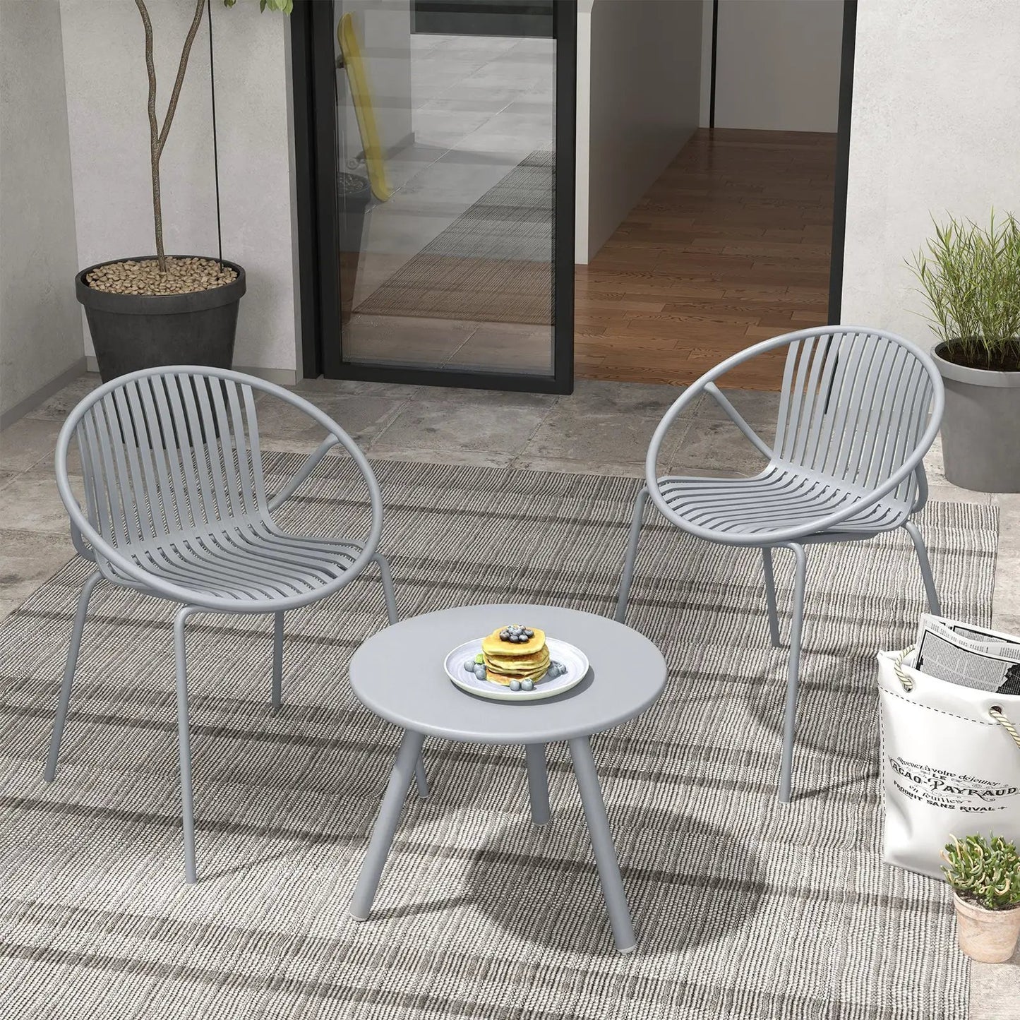 3 Piece Patio Conversation Set and Round Table