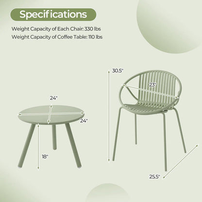 3 Piece Patio Conversation Set and Round Table