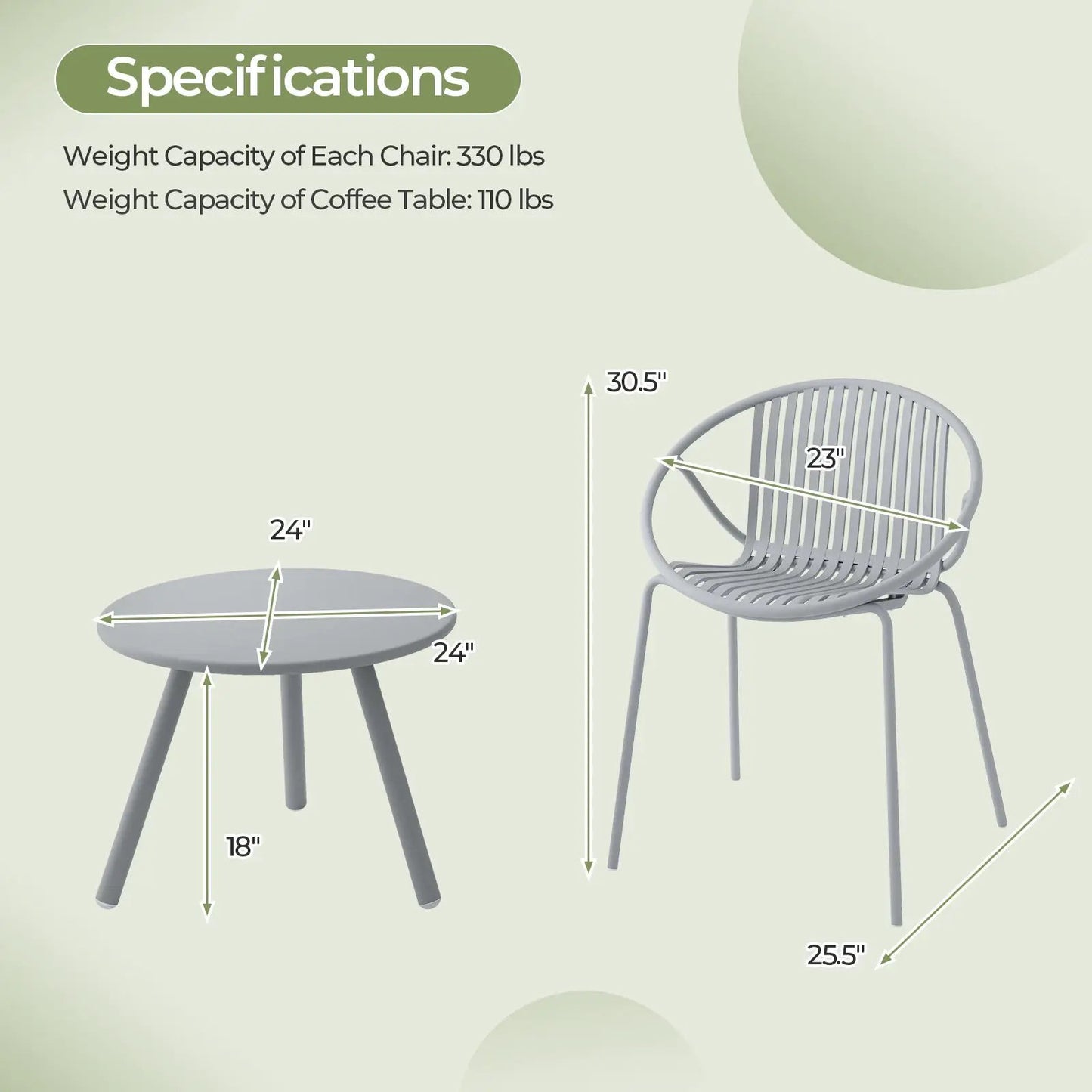 3 Piece Patio Conversation Set and Round Table
