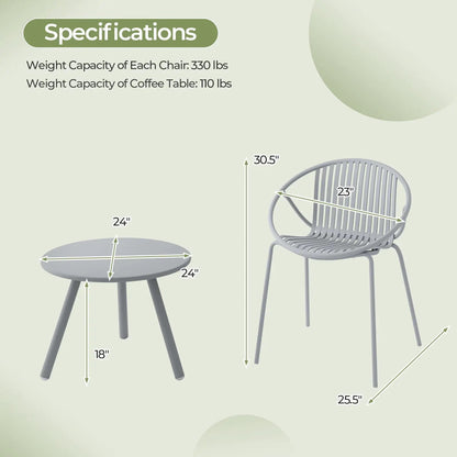 3 Piece Patio Conversation Set and Round Table