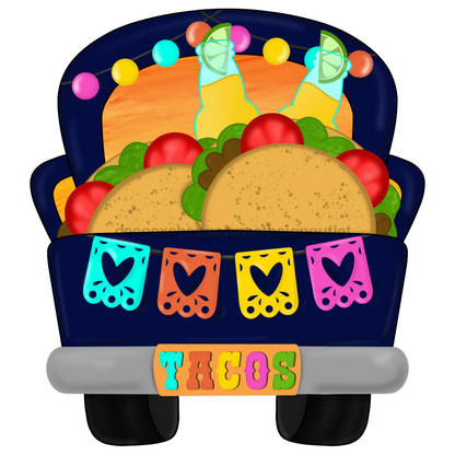 Taco Truck Sign, Summer Sign, Fiesta Sign, wood sign, CR-W-122-DH, 22" Door Hanger