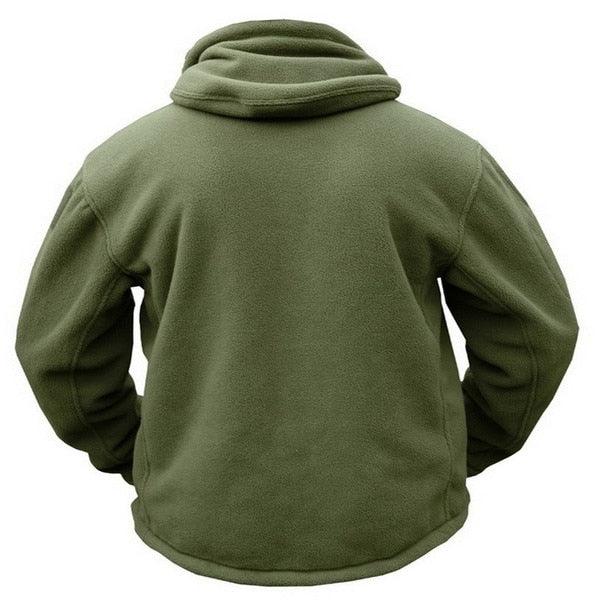 Tactical outdoor hooded jacket olive green, lightweight fleece by Stevvex on Tampa Home & Garden Store