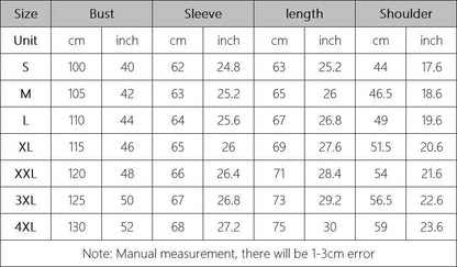Stevvex Tactical Jacket size chart with bust, sleeve, length and shoulder measurements S–4XL on Tampa Home & Garden Store