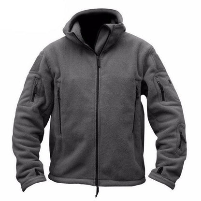 Stevvex tactical jacket gray fleece with front zip, multi-pocket arms and chest outdoor hiking on Tampa Home & Garden Store