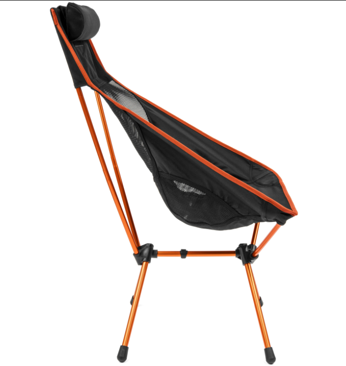 River Country Gear ultralight tall-back camping chair with orange frame and black seat with headrest on Tampa Home & Garden Store