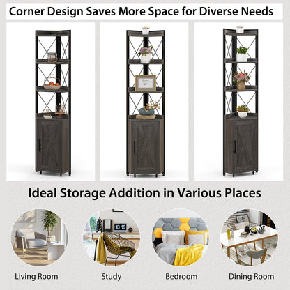 DirectDeals tall corner storage cabinet with 3-tier shelf and enclosed cabinet, dark wood finish on Tampa Home & Garden Store