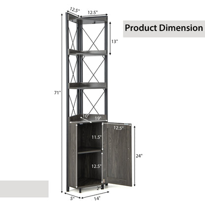 DirectDeals tall corner cabinet with 3-tier open shelves and enclosed cabinet in wood finish on Tampa Home & Garden Store