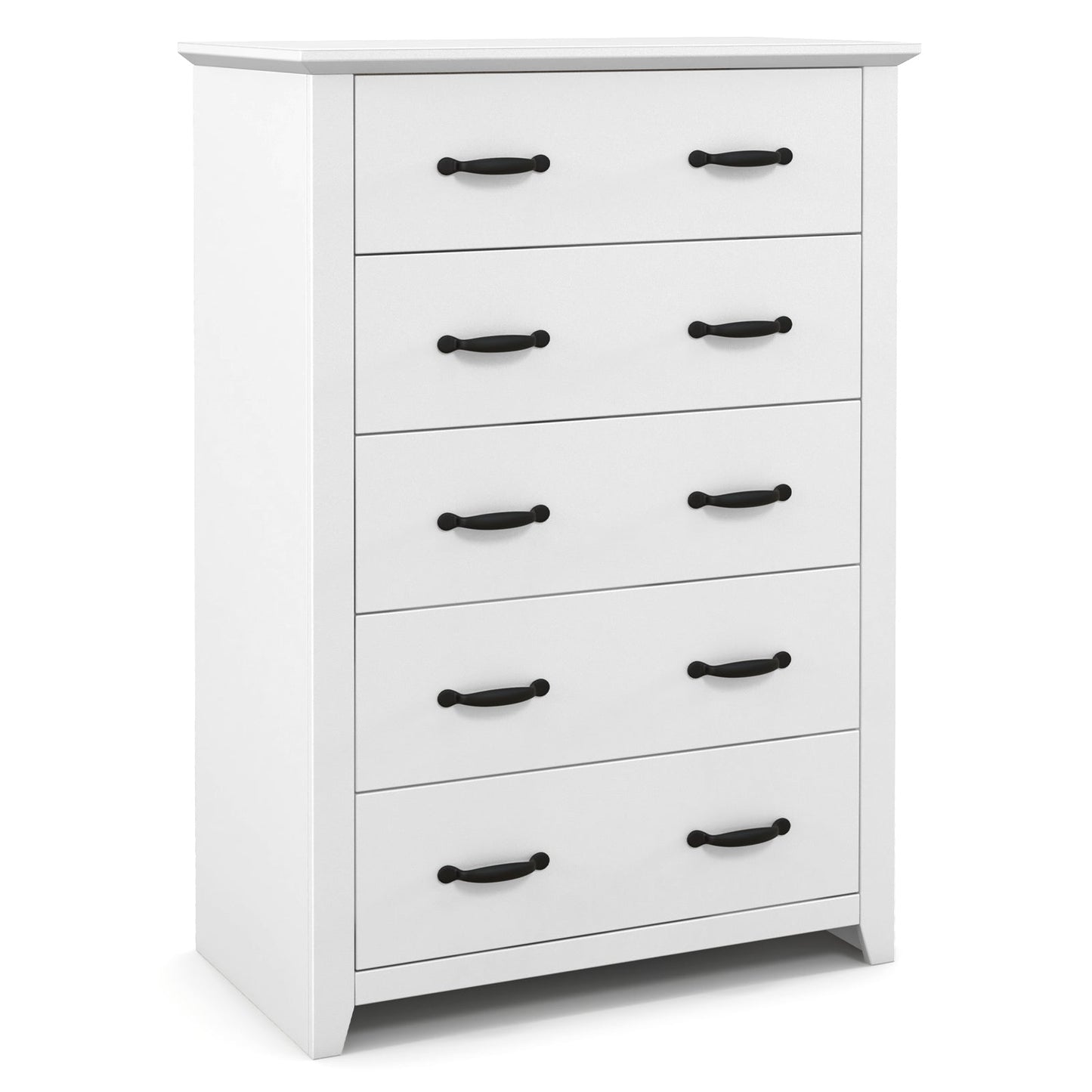 Cómoda alta con 5 cajones extraíbles para dormitorio, sala de estar-Blanco