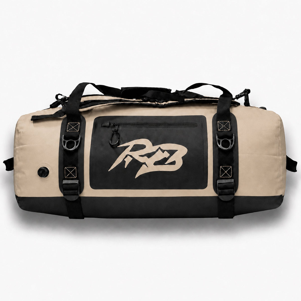 Ridge Bag Medium Outdoor Duffel beige with black front panel and rugged straps on Tampa Home & Garden Store