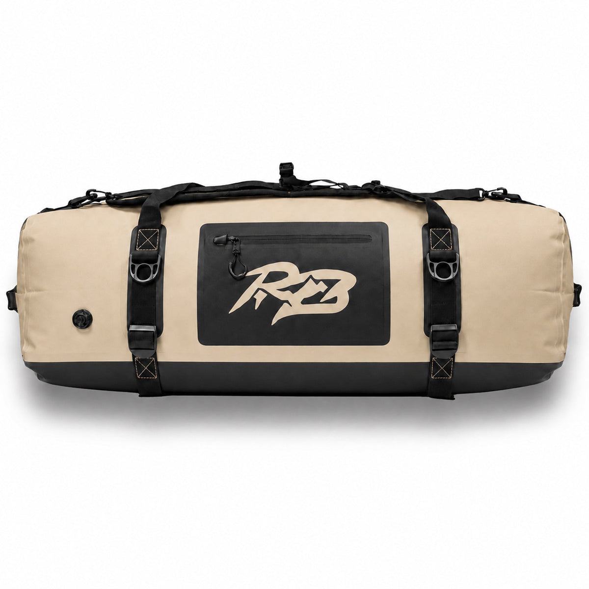 Ridge Bag Large Outdoor Duffel beige with black straps and front zip pocket by Ridge Belts on Tampa Home & Garden Store