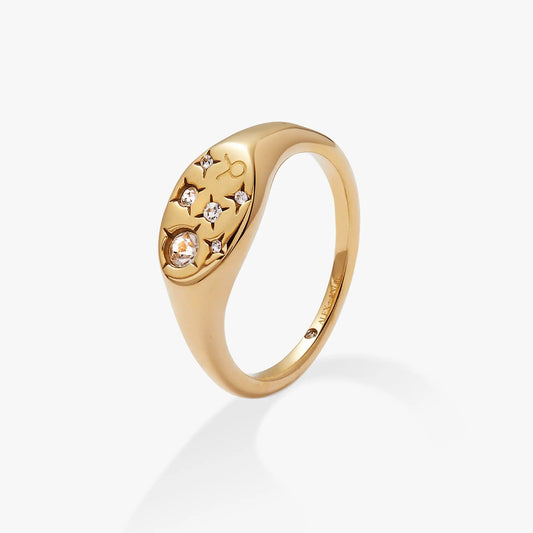 Taurus Zodiac Ring Alex and Ani gold-tone band with crystal star accents on Tampa Home & Garden Store