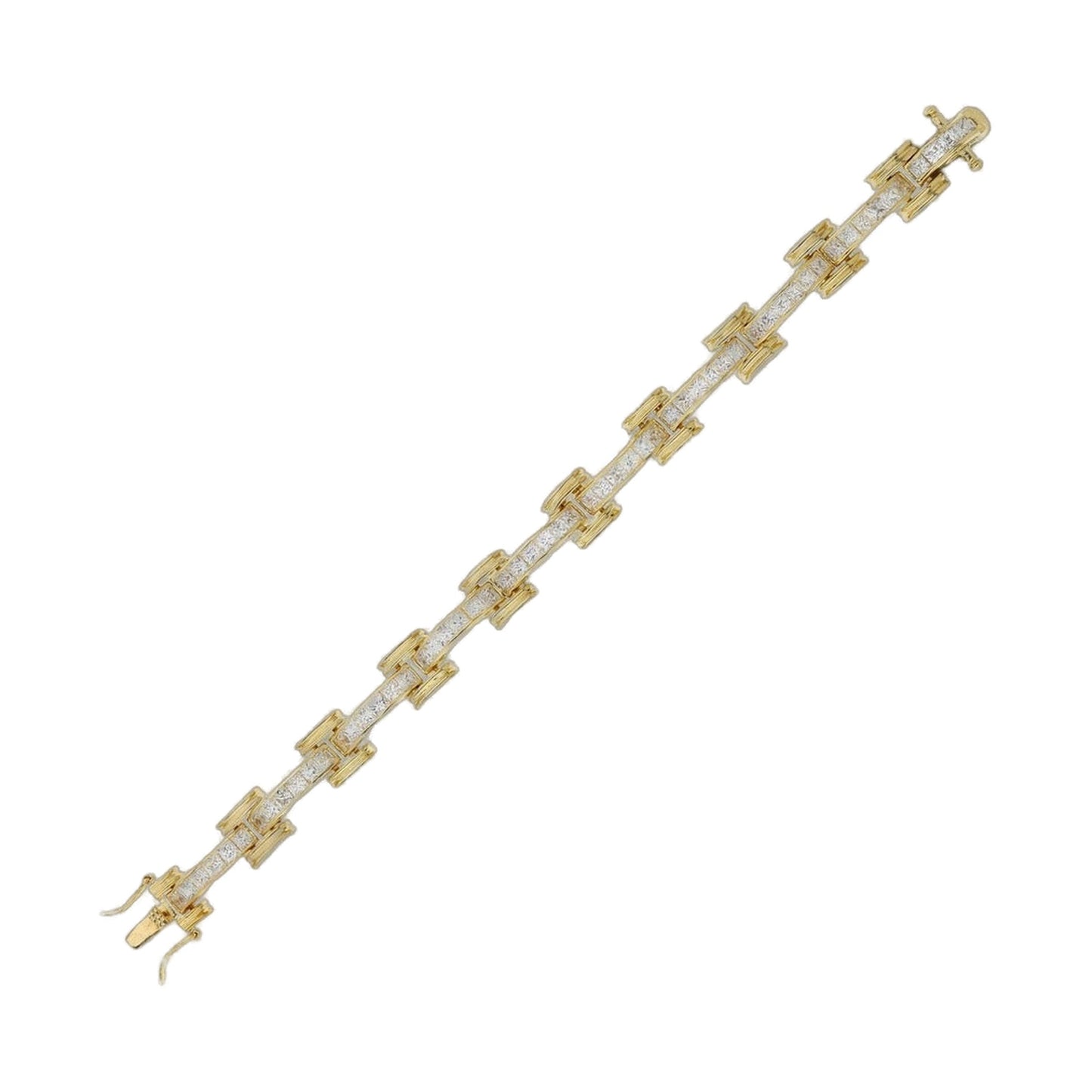 Unisex Princess Cut Link Bracelet by Lauren G Adams, gold-tone with pave crystals on Tampa Home & Garden Store