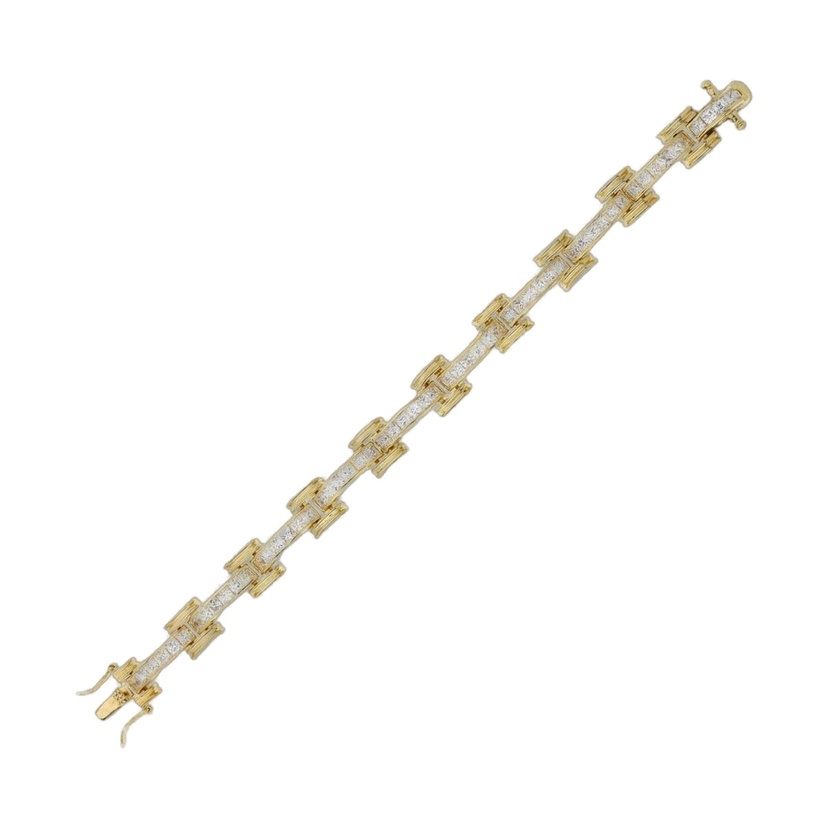 Unisex Princess Cut Link Bracelet by Lauren G Adams, gold-tone with white pavé center links on Tampa Home & Garden Store
