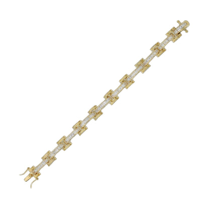 Unisex Princess Cut Link Bracelet by Lauren G Adams, gold-tone with white pavé center links on Tampa Home & Garden Store