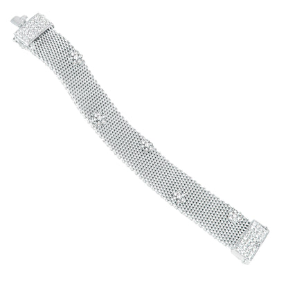 Flower Mesh Bracelet silver-tone mesh with crystal Lauren G Adams on Tampa Home & Garden Store