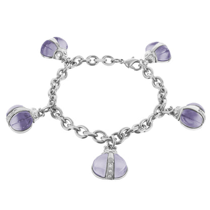 Lady Poof Bracelet five purple gemstone charms on a silver chain bracelet by Lauren G Adams on Tampa Home & Garden Store
