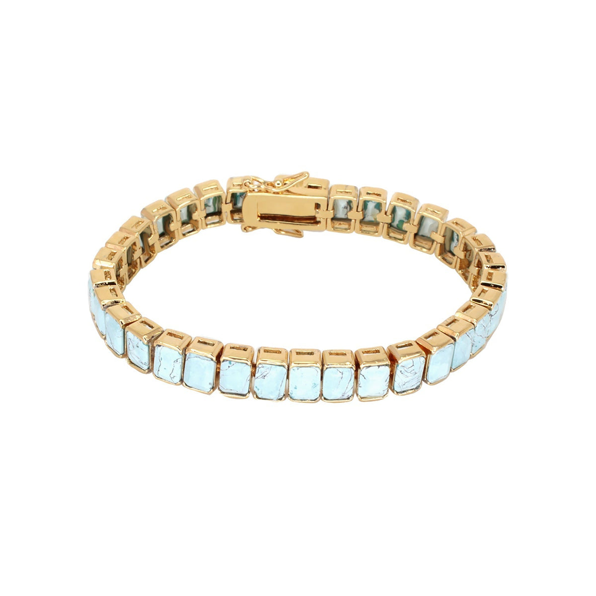 Lga turquoise rectangular bracelet in gold-tone with turquoise inlays Lauren G Adams on Tampa Home & Garden Store