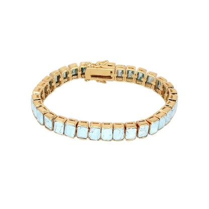 Lga turquoise rectangular bracelet in gold-tone with turquoise inlays Lauren G Adams on Tampa Home & Garden Store
