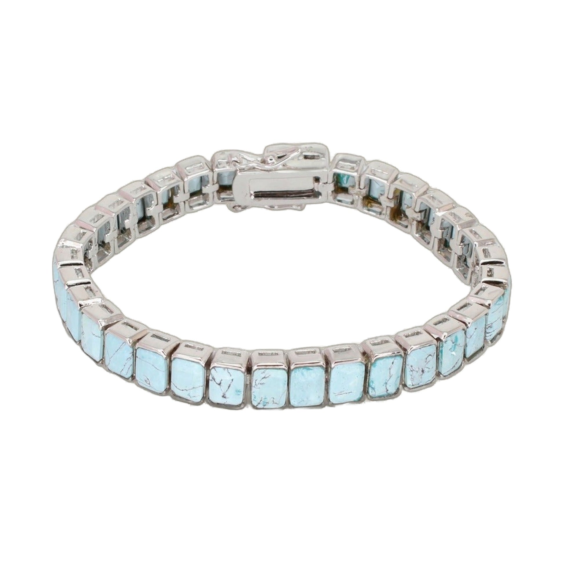 Vintage Lga turquoise rectangular bracelet in silver link setting on Tampa Home & Garden Store