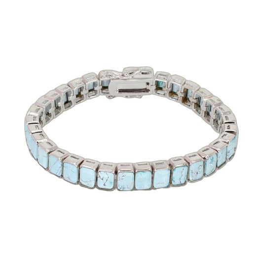 Vintage Lga turquoise rectangular bracelet in silver link setting on Tampa Home & Garden Store