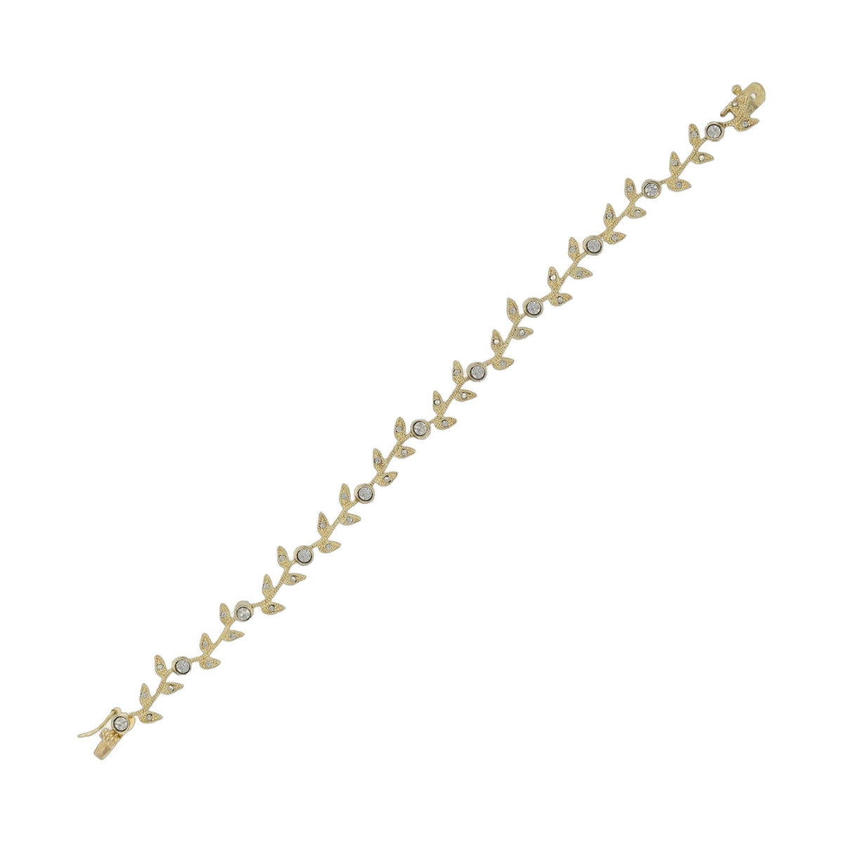 Crystal Leaf Bracelet gold-tone with leaf charm motifs and clear crystals by Lauren G Adams on Tampa Home & Garden Store