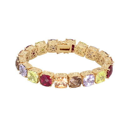 Lga Vintage Bracelet by Lauren G Adams, gold-tone links with colorful square-cut crystals on Tampa Home & Garden Store