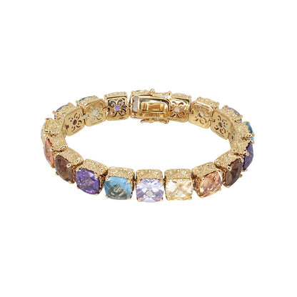 Lga Vintage Bracelet in gold-tone with ornate links and multicolor cushion-cut stones on Tampa Home & Garden Store