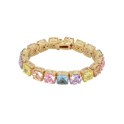 Lga Vintage Bracelet by Lauren G Adams, gold-tone links with pastel gemstone squares on Tampa Home & Garden Store