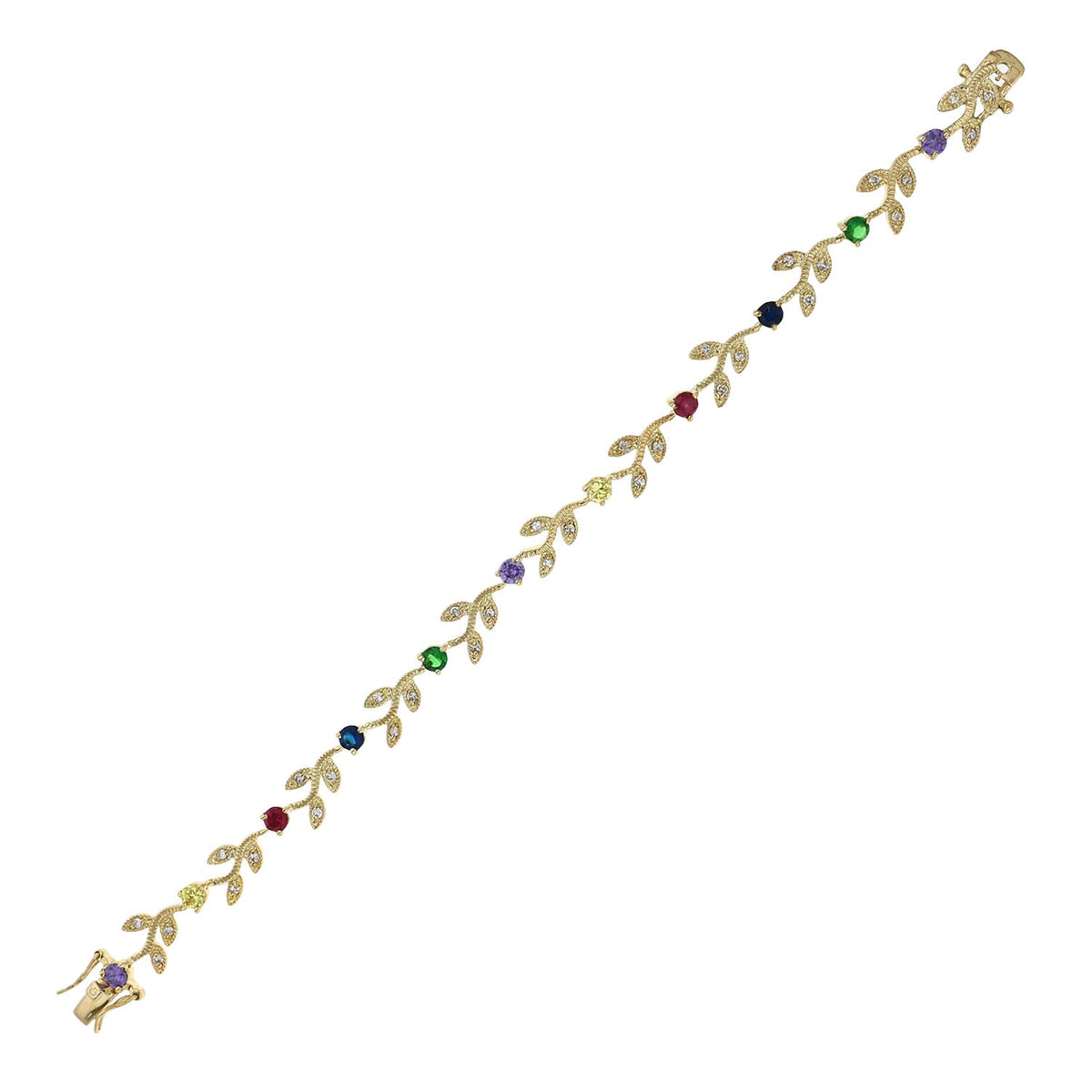 Crystal Leaf Bracelet gold-tone with leaf motif and multicolor gemstones on Tampa Home & Garden Store