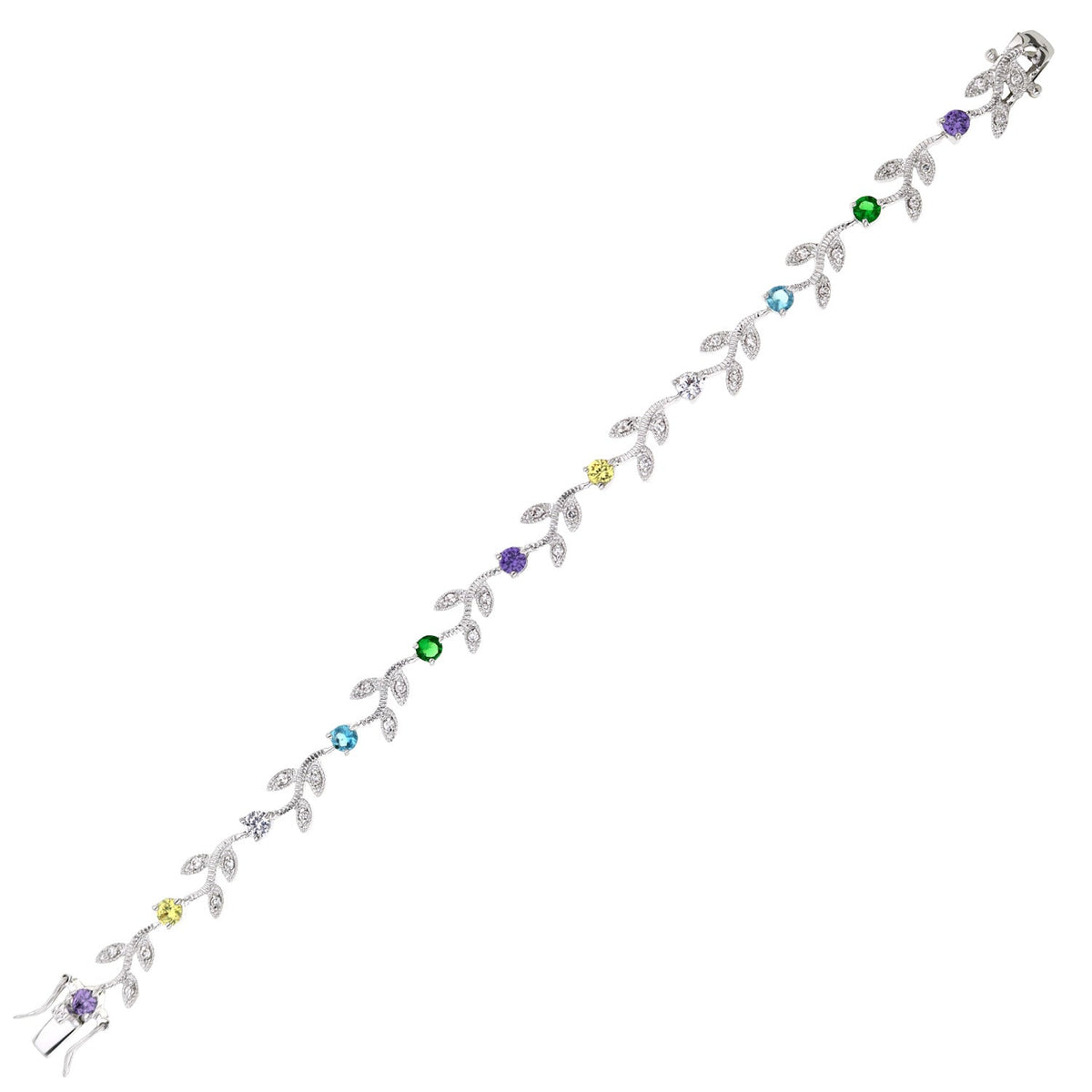 Crystal Leaf Bracelet by Lauren G Adams, silver-tone with pave leaf motifs and gems on Tampa Home & Garden Store