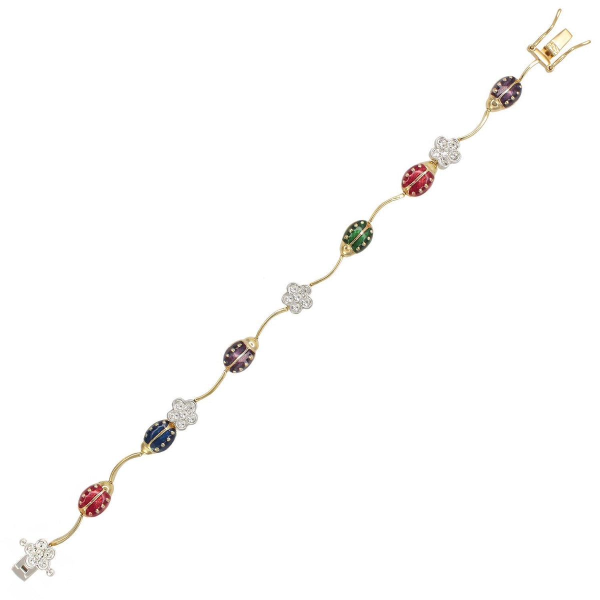 Lady Poof Bracelet Lauren G Adams gold-tone tennis bracelet with colorful enamel beads on Tampa Home & Garden Store
