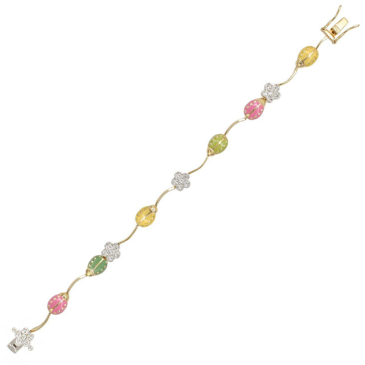 Lady Poof Bracelet tennis style with pastel enamel beads and charms by Lauren G Adams on Tampa Home & Garden Store