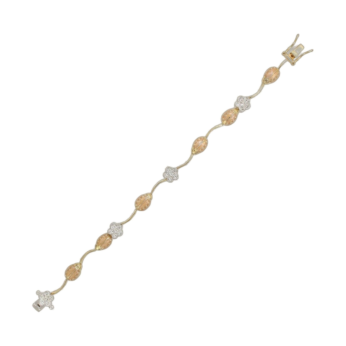 Lady Poof Bracelet tennis-style with peach beads and floral accents by Lauren G Adams on Tampa Home & Garden Store