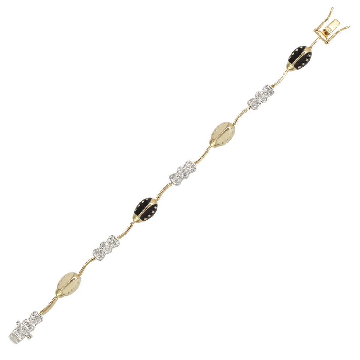 Lady Poof Bracelet tennis bracelet Lauren G Adams gold links with black enamel ovals and diamonds on Tampa Home & Garden Store