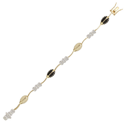 Lady Poof Bracelet tennis bracelet Lauren G Adams gold links with black enamel ovals and diamonds on Tampa Home & Garden Store