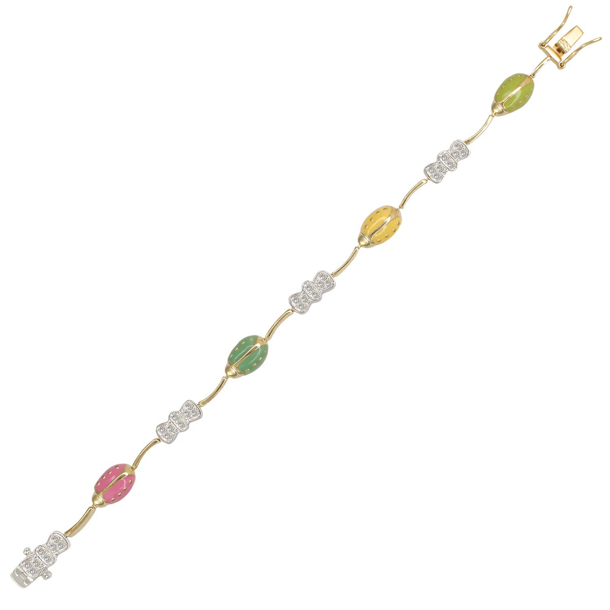 Lady Poof Bracelet by Lauren G Adams, enamel bead tennis bracelet in green, yellow, pink on Tampa Home & Garden Store