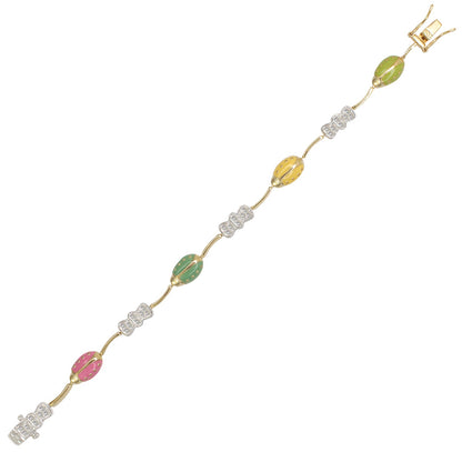 Lady Poof Bracelet by Lauren G Adams, enamel bead tennis bracelet in green, yellow, pink on Tampa Home & Garden Store