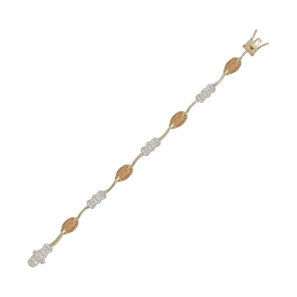 Lady Poof Bracelet peach beads with crystal links, gold-tone tennis bracelet Lauren G Adams on Tampa Home & Garden Store