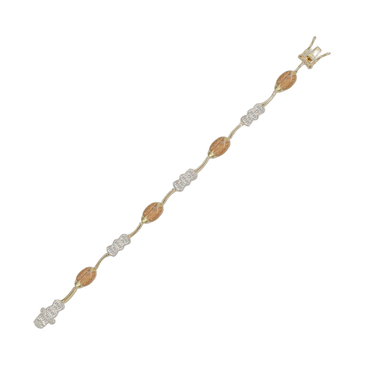 Lady Poof Bracelet by Lauren G Adams, gold-tone tennis bracelet with peach beads and crystals on Tampa Home & Garden Store