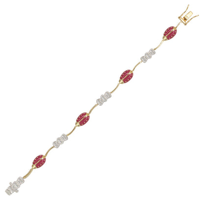 Lady Poof Tennis Bracelet with pink enamel pods and pavé diamonds on chain Lauren G Adams on Tampa Home & Garden Store