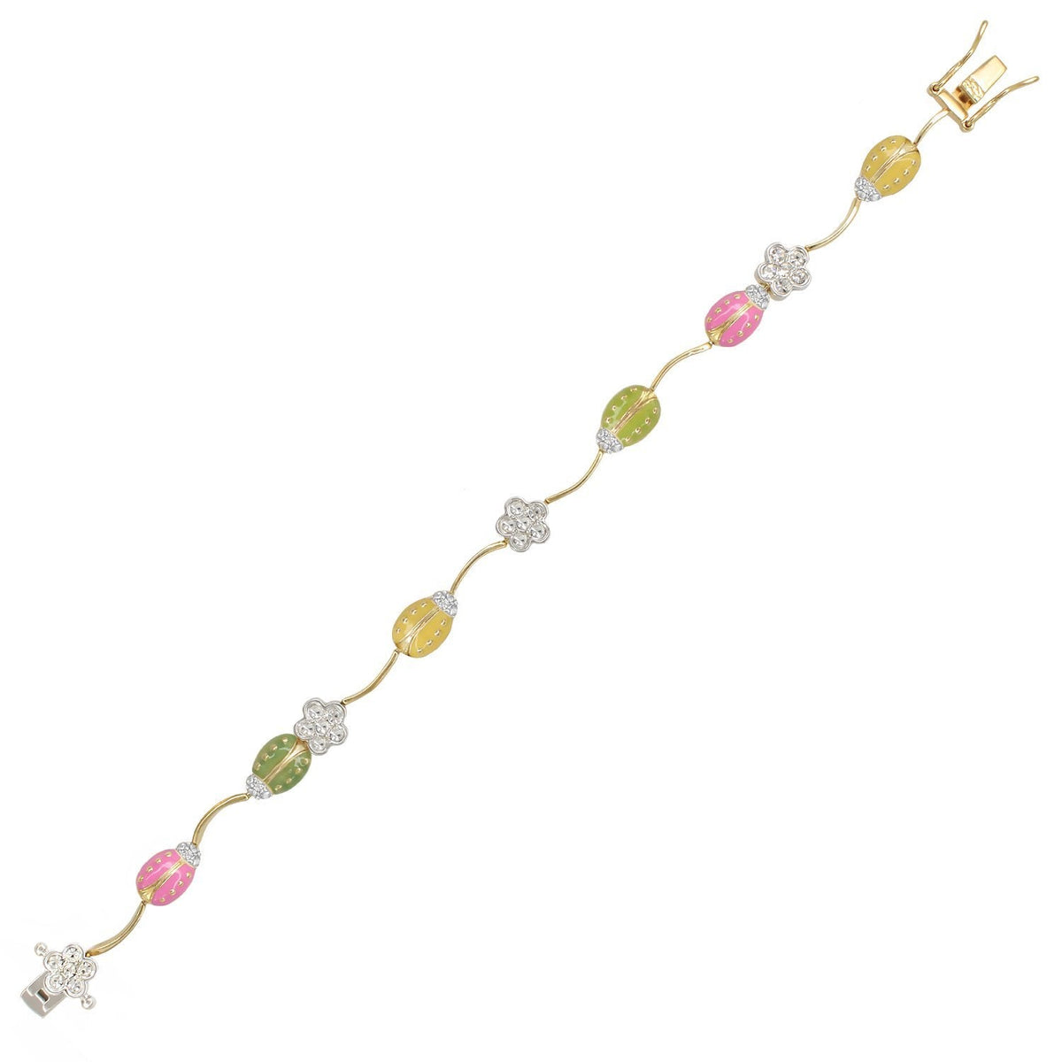 Lady Poof Tennis Bracelet with pastel beads on gold chain on Tampa Home & Garden Store